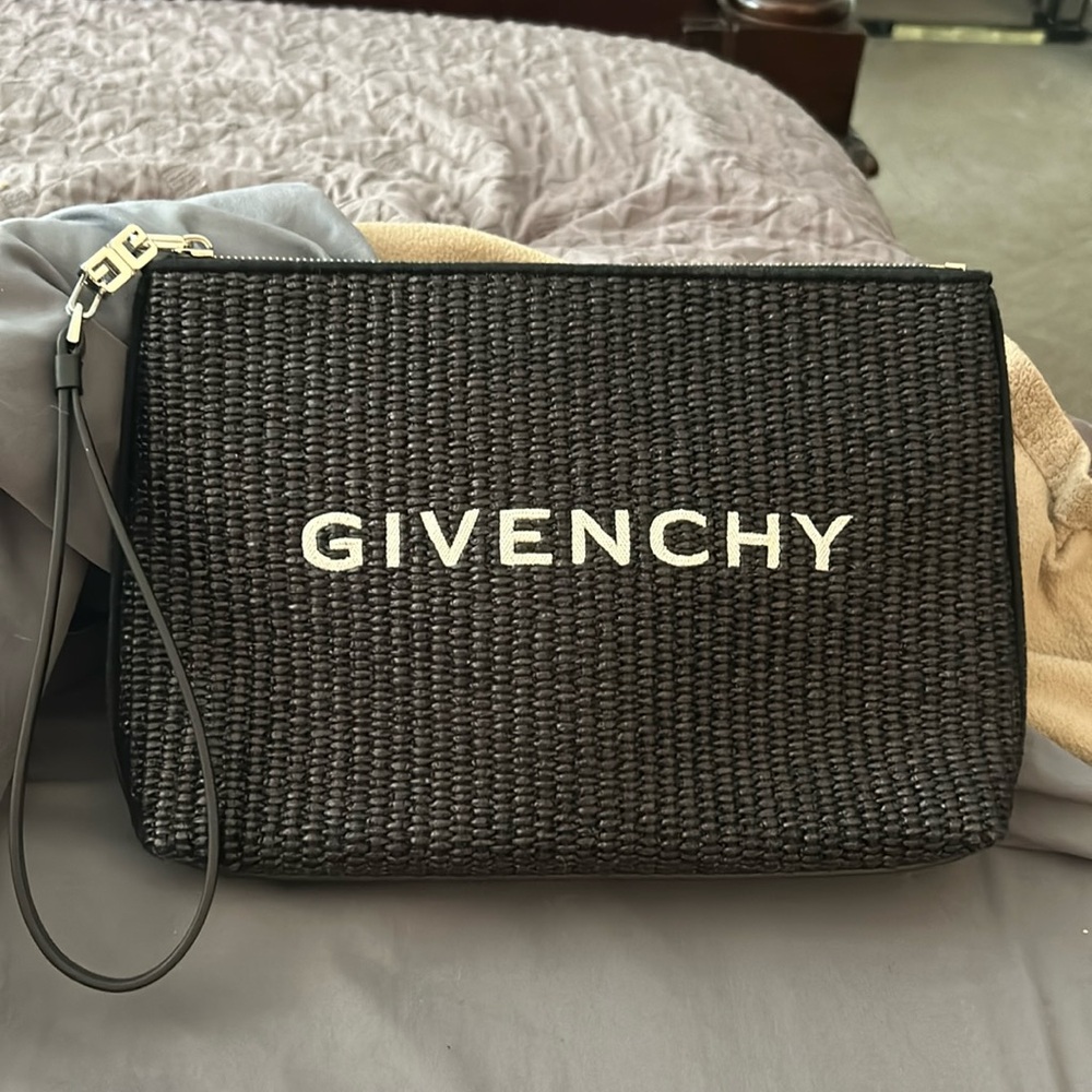 Givenchy raffia large wristlet pouch
